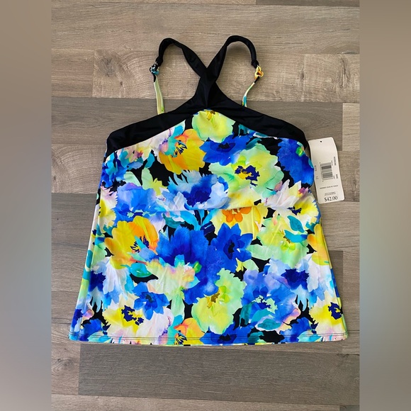 Paradise Bay UW Bra Tankini Women’s Size 12 Watercolors Swim Adjustable Straps - Picture 1 of 8